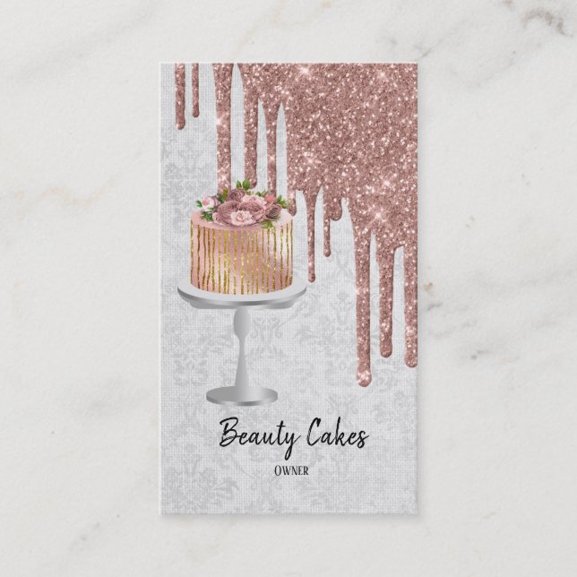 Birthday Wedding Cake Planner Drips Business Card (Front)