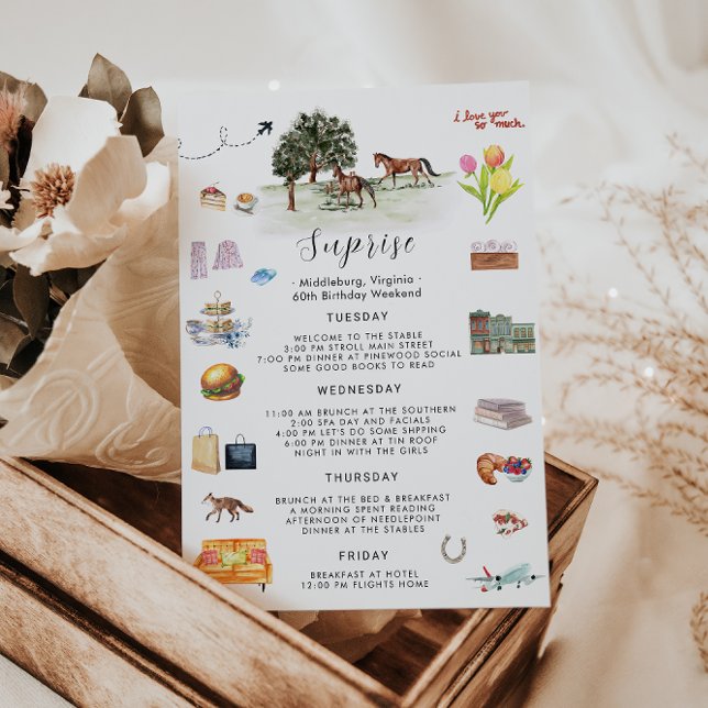 Birthday Weekend Itinerary | Equestrian Invitation (Creator Uploaded)