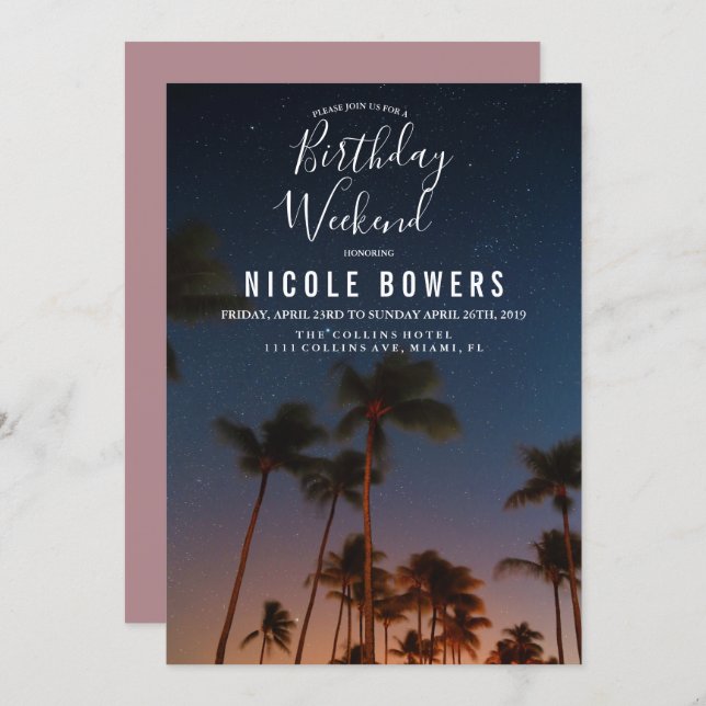 Birthday Weekend Tropical Invitation (Front/Back)