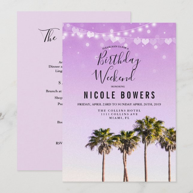 Birthday Weekend Tropical Invitation (Front/Back)