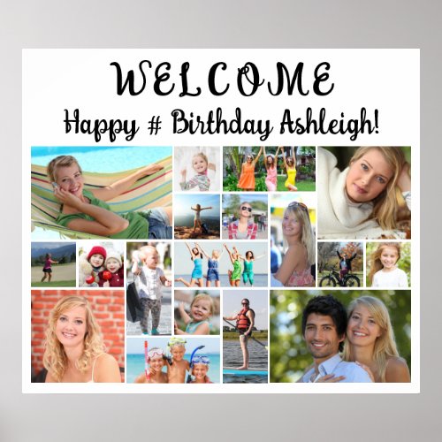 Birthday Welcome 18 Photo Collage Custom Poster