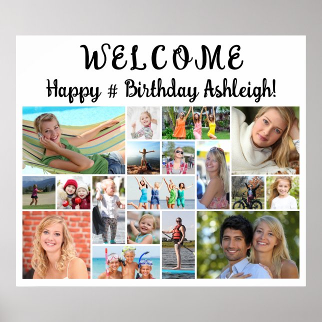 Birthday Welcome 18 Photo Collage Custom Poster (Front)