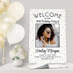 Birthday Welcome Large Photo Modern Gold Confetti Foam Board