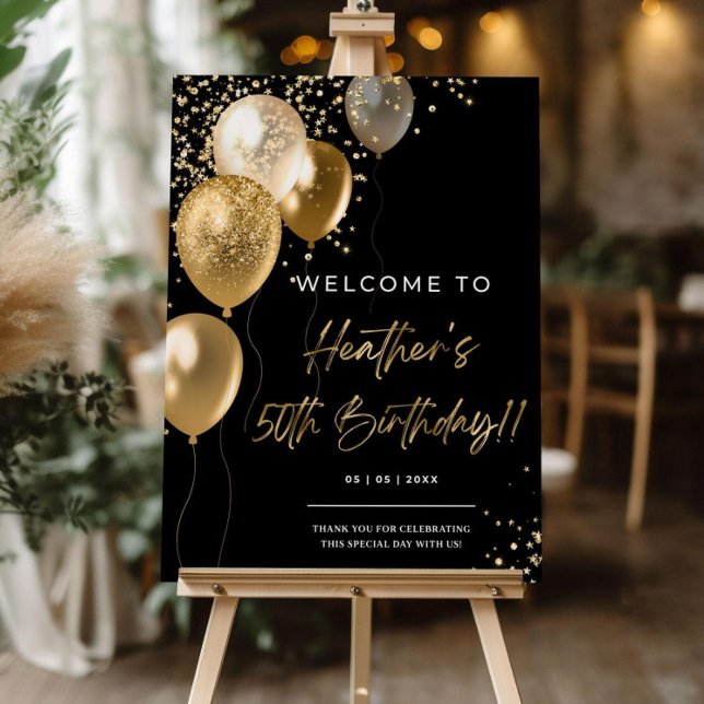 Birthday welcome sign, 50th birthday party poster  (Creator Uploaded)