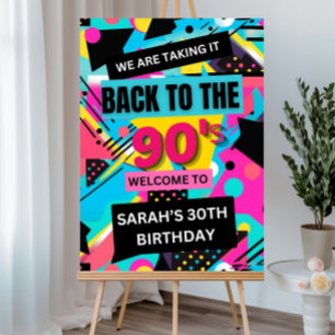 Birthday Welcome Sign 90s Theme Party Back to 90s