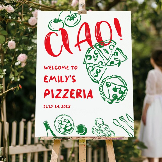 Birthday Welcome Sign Wine Pizza birthday dinner (Creator Uploaded)