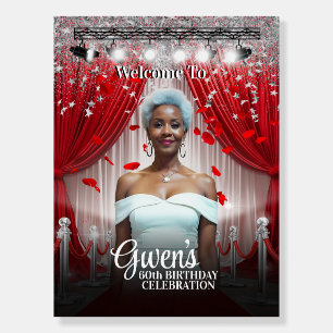Birthday - Welcome Sign with Roses and Stars
