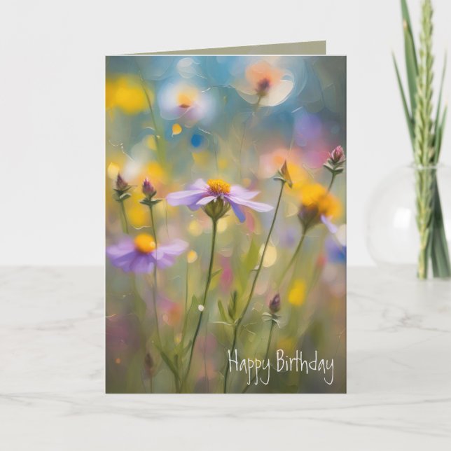 Birthday Whimsy Wildflowers Card (Front)