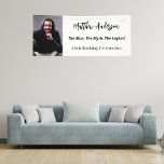 Birthday white black photo man myth legend banner<br><div class="desc">A banner for a 40th (or any age) birthday party for guys. A stylish white background. Personalize and add your own photo of the birthday boy/man. The text: The name in black with a modern hand lettered style script. Personalize and add a name, age 40 and a text. Text: The...</div>