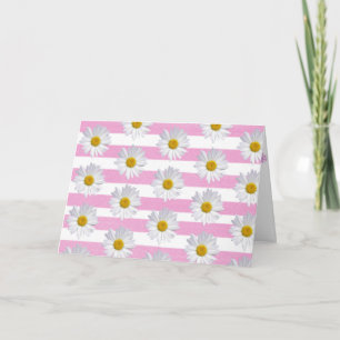 birthday white daisies on pink stripe card
