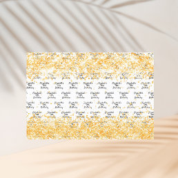 Birthday white gold golden glitter name wrapping paper sheets