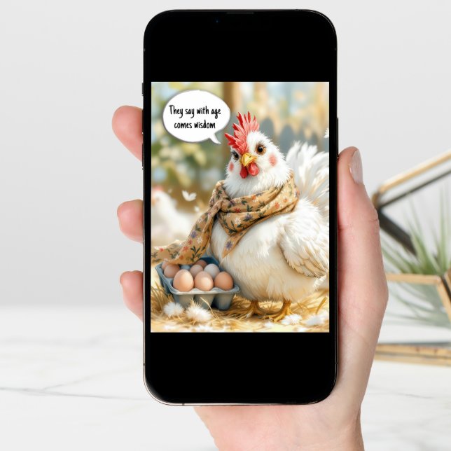 Birthday White Hen With Eggs Card (Front Digital)