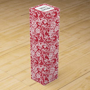 Birthday White Lace on Red Wine Box