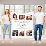 Birthday white photo collage friends fleece blanket<br><div class="desc">A gift from friends for a woman's 21st birthday, celebrating her life with a collage of 6 of your high quality photos of her, her friends, family, interest or pets. Personalize and add her name, age 21 and your names. Black text. A chic, classic elegant white background color. Her name...</div>