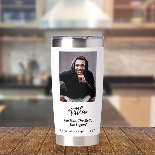 Birthday white photo man myth legend insulated tumbler (Creator Uploaded)
