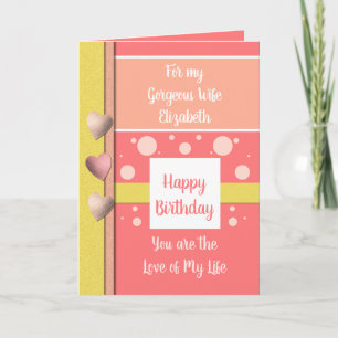Birthday Wife the reason I smile coral and yellow Card