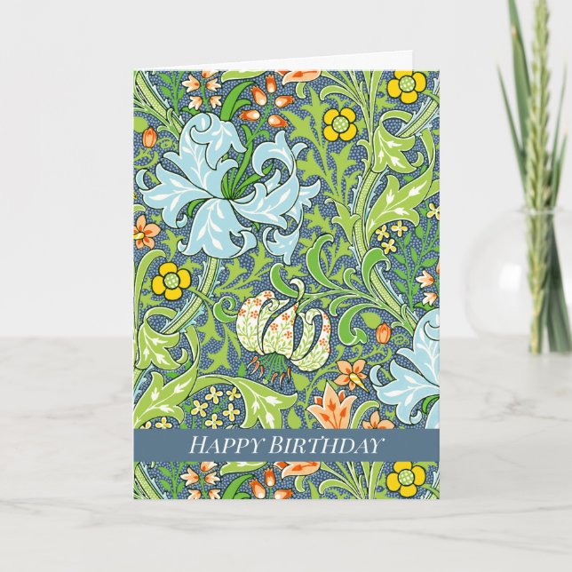 Birthday William Morris Golden Lily 1899 CC1227 Card (Front)