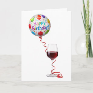 Birthday Wine and Party Balloon Card
