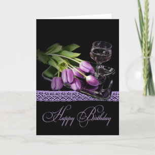 Birthday Wine and Tulips Card