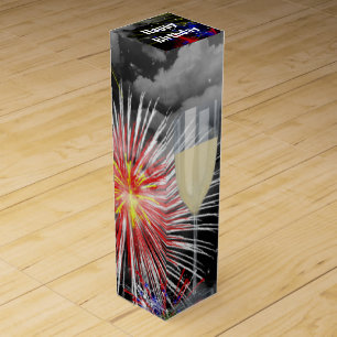 Birthday Wine Glass On Fireworks Wine Box
