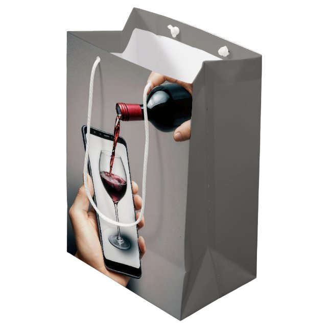 Birthday Wine Pouring Into a Smartphone Medium Gift Bag (Front Angled)