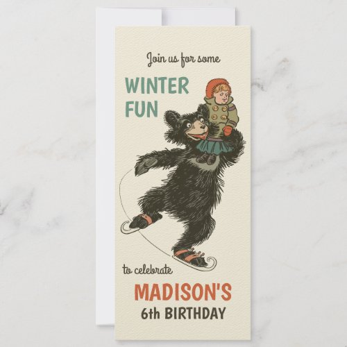 Birthday Winter fun Denslows Three Bears CC1244 Invitation