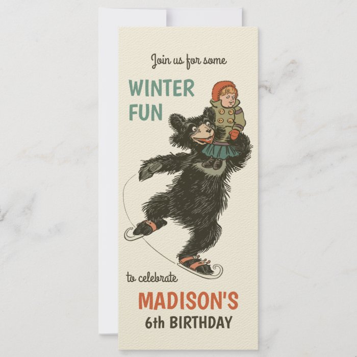 Birthday Winter fun Denslow's Three Bears CC1244 Invitation