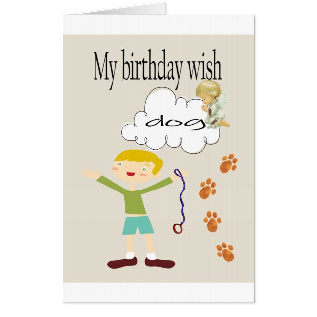 Birthday wish a dog  Large Happy Birthday Card (Front)