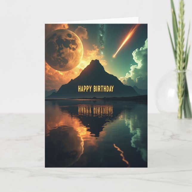 Birthday Wish Cosmic Mountain Card (Front)