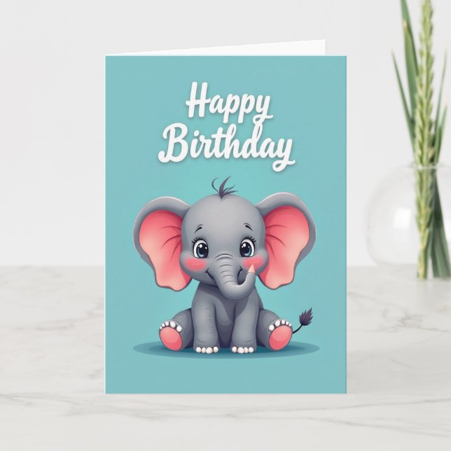 Birthday Wish Elephant Card (Front)