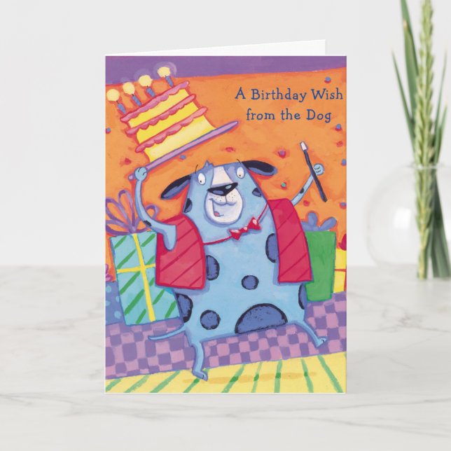 Birthday Wish From Dog -Greeting Cards (Front)