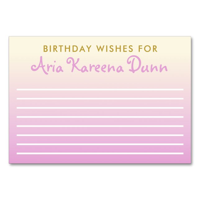Birthday Wishes Advice Card Ombre Beige and Pink (Front)
