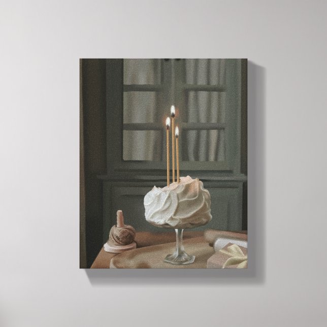 Birthday Wishes | Cake Painting Canvas Print (Front)