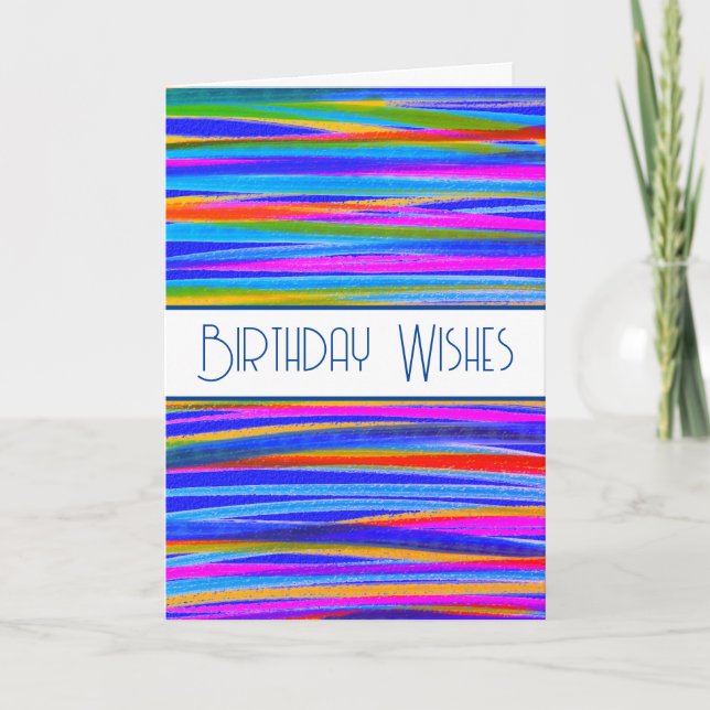 Birthday Wishes Colorful Lined  Card (Front)