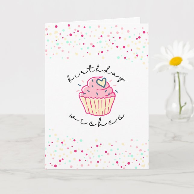 Birthday Wishes | Cute Cupcake Card (Small Plant)