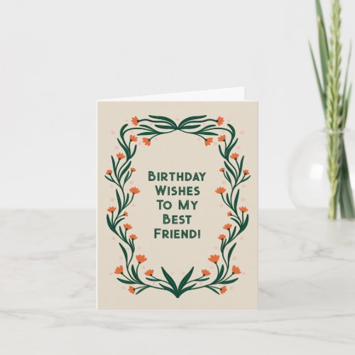 Birthday Wishes Elegant Floral Frame Card