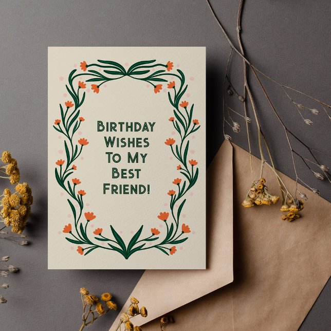 Birthday Wishes Elegant Floral Frame Card (Creator Uploaded)