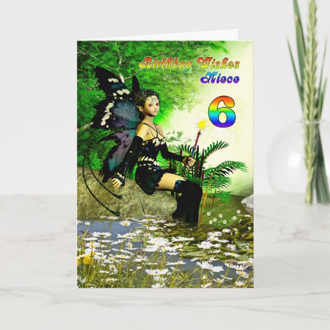 Birthday wishes for a niece age6 from a fairy card (Front)