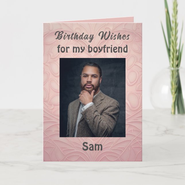 Birthday Wishes for my boyfriend Classy Modern Card (Front)