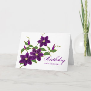 Birthday Wishes for Sister with Clematis Vine Card