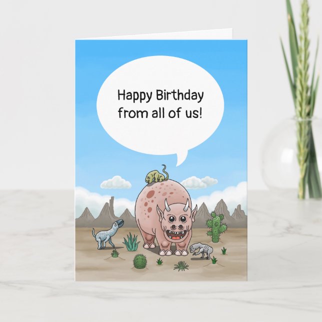 Birthday wishes from the fantasy dinosaurs card (Front)