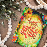 Birthday Wishes Fun Whimsical Yellow Floral Card<br><div class="desc">A trendy popular floral Inspirivity card to send to your girlfriends, nieces, grandmothers, granddaughters, sisters or coworkers…anyone really! The bright colors and fun flower artwork will be a nice surprise for whoever receives it. Zazzle offers volume discounts for anyone wishing to purchase inspirivity cards for their stores. To see more...</div>