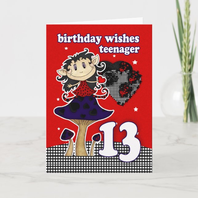 birthday wishes greeting card for teenager, 13 (Front)