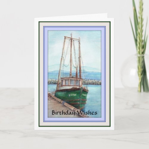 Birthday Wishes Masculine Fishing Boat Card