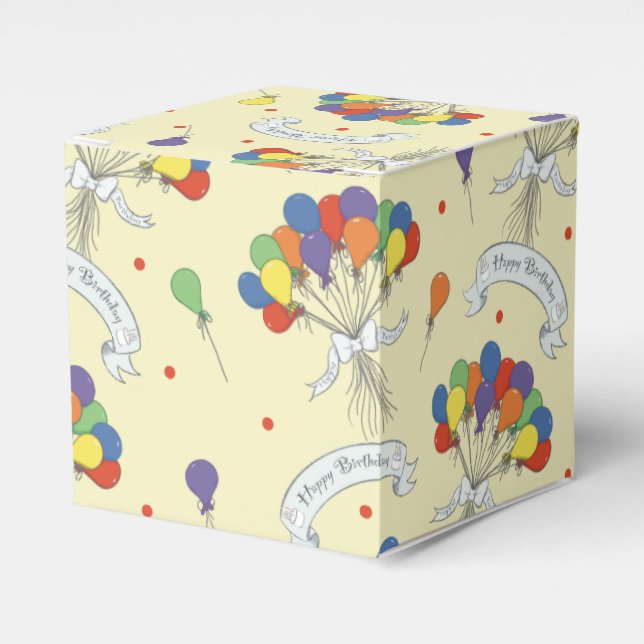 Birthday Wishes - Pastel Yellow Favor Boxes (Front Side)