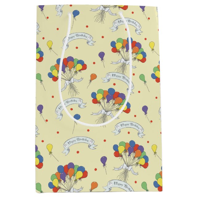 Birthday Wishes - Pastel Yellow Medium Gift Bag (Front)