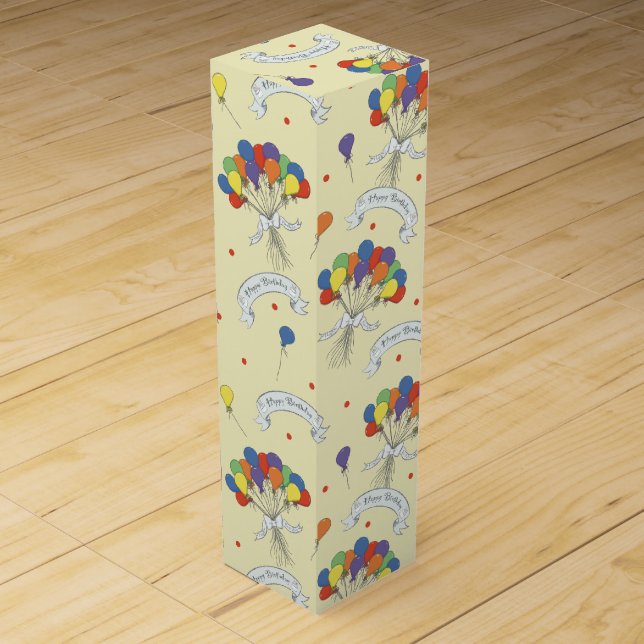 Birthday Wishes - Pastel Yellow Wine Box (Front)