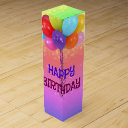 Birthday Wishes, Rainbow Colors Wine Box