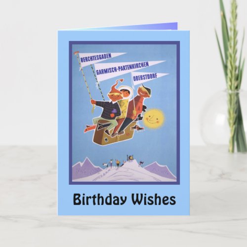 Birthday Wishes Ski Bavaria Germany Card