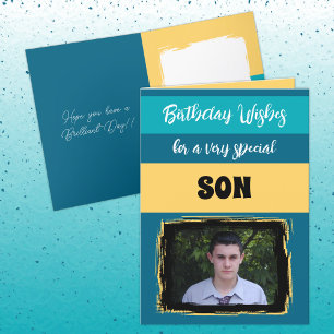 Birthday wishes special son blue photo card